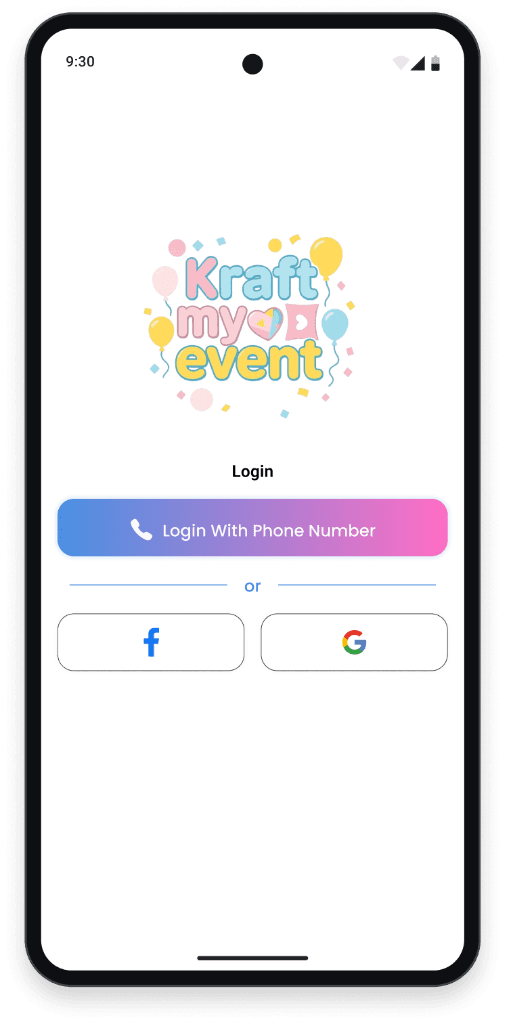 KraftMyEvent Vendor Login Screen