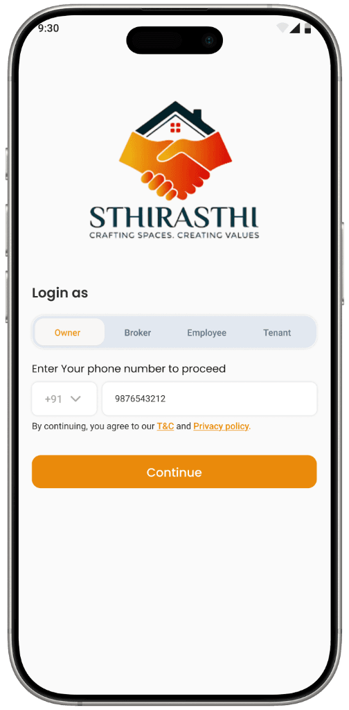 Sthirasthi Role Selection & Login