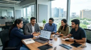 App Development Company in Hyderabad — Innoit Labs team discussing a project scope with a client