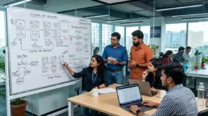 Custom Mobile App Development Company in Hyderabad — Innoit Labs team planning a custom app build