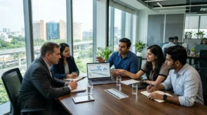 Full Stack Java Development Services in Hyderabad — Innoit Labs team discussing enterprise project engagement models